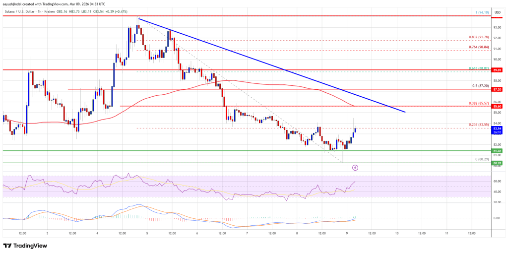 Solana (SOL) Tumbles to $80, Traders Watch Critical Support Defense