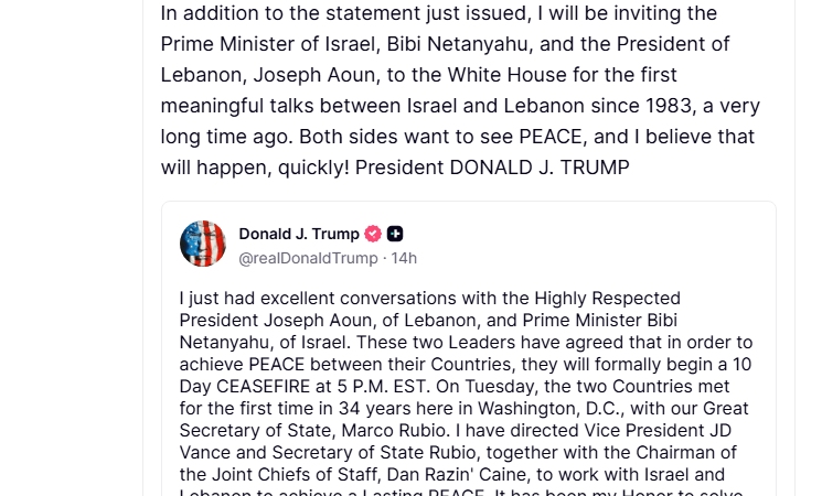 Bitcoin Rallies On Fragile Peace Deal Between Israel And Lebanon