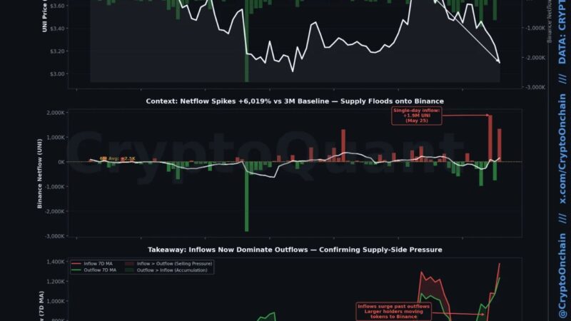 Uniswap Price Slides As Binance Absorbs Millions Of Tokens – Traders Are Watching