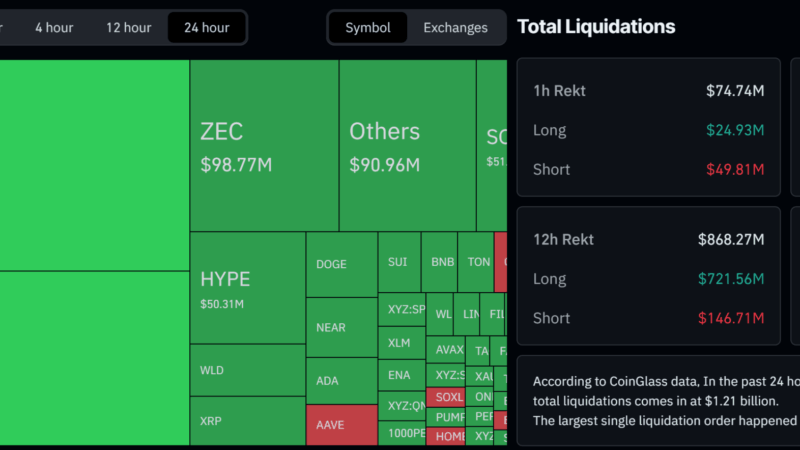 Altcoin Massacre Triggers $1.2B in Liquidations as ETH Tanks Below $1.7K and ZEC Gets Smashed